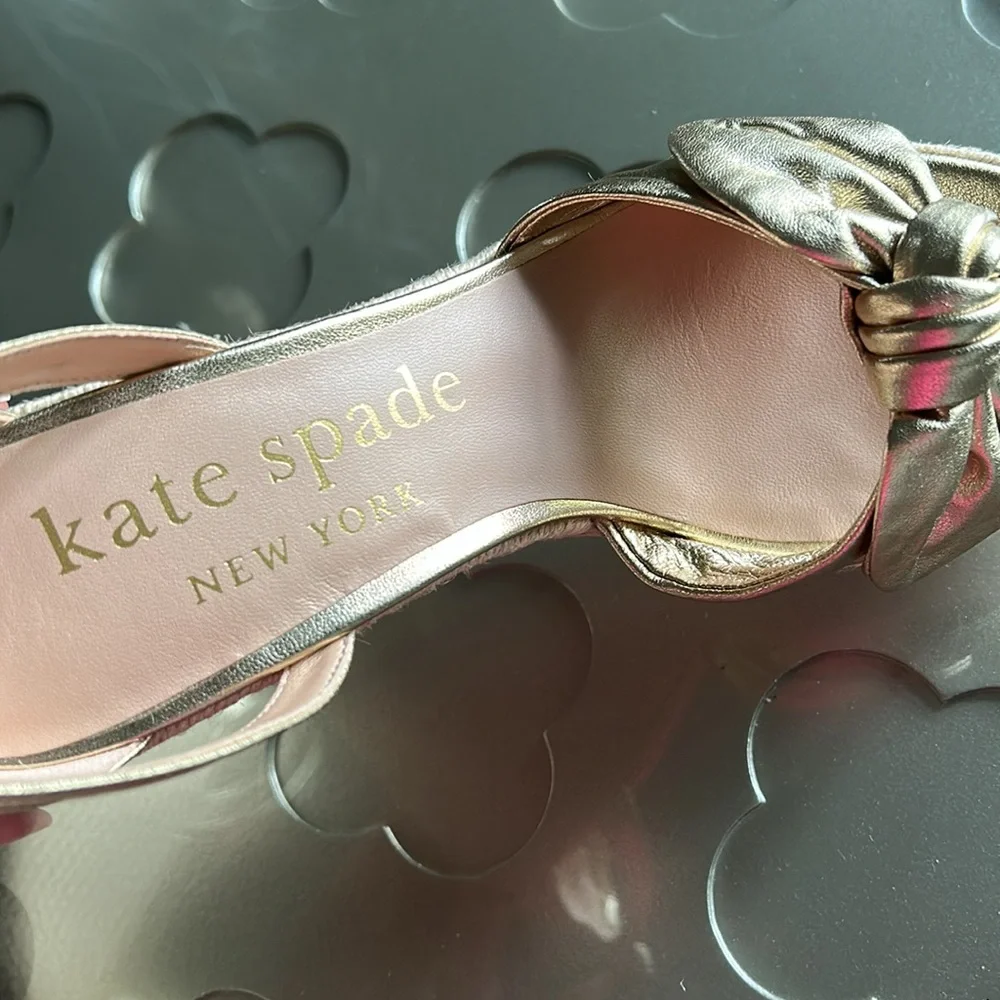 NIB Kate Spade Tianna Espadrille Wedge Gold Metallic Sandals, Size 11